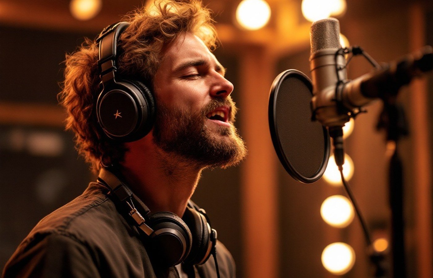 Blaine Long recording live in a studio