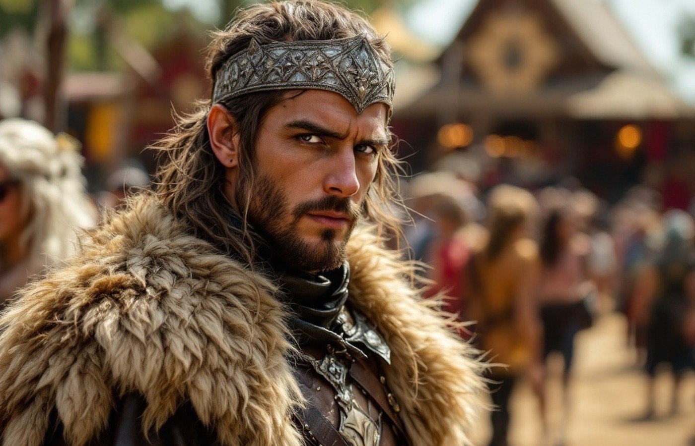 A festival-goer in a Game of Thrones-inspired costume