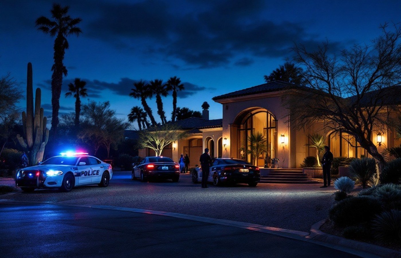 Police lights outside a Scottsdale home