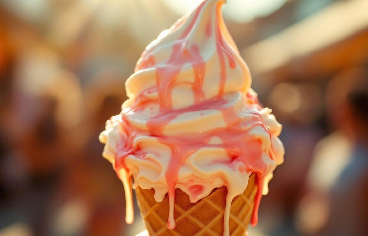 A scoop of ice cream melting fast in the desert sun